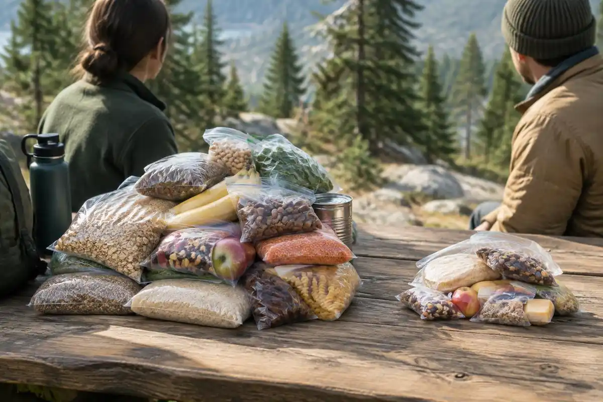 Packing lists: food for three days versus one night in bags