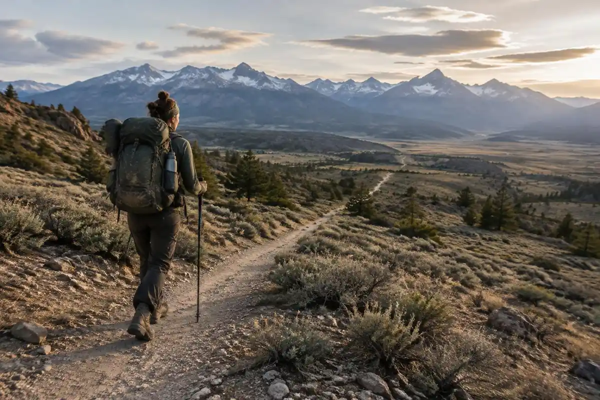 Long trail with hikers whose packs show years of wear