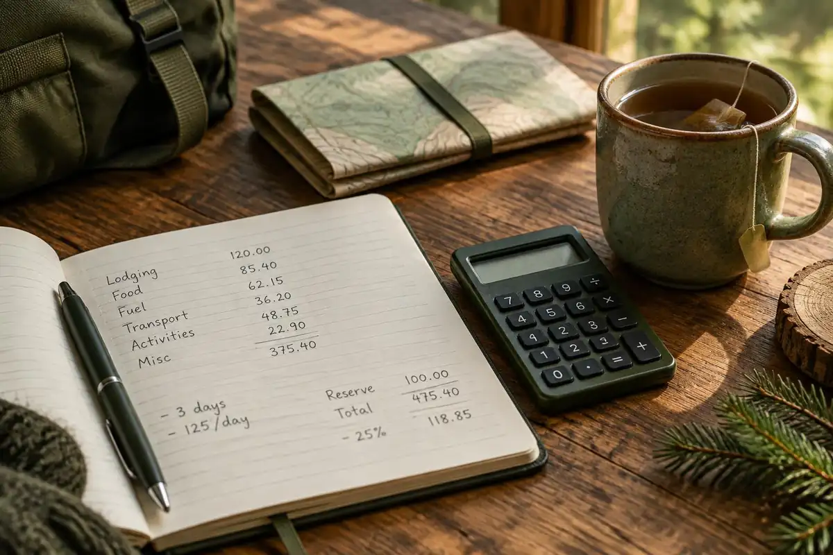 Notebook with simple sums beside a pack and a calculator