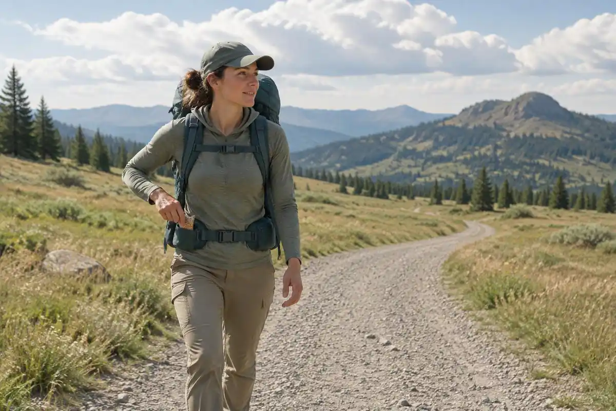 Trail day with items reachable in pockets while walking