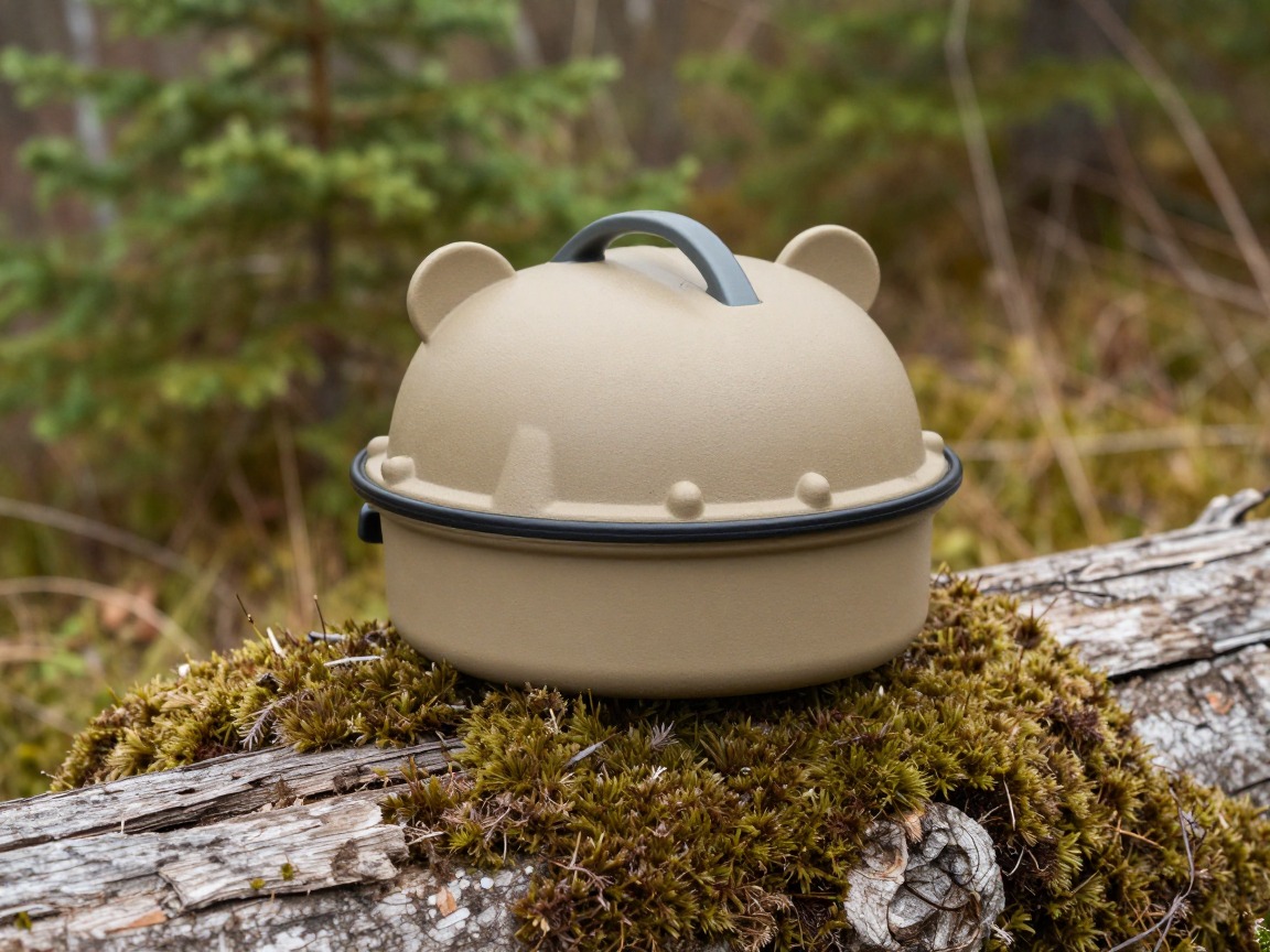 Illustration of a hard-sided bear canister