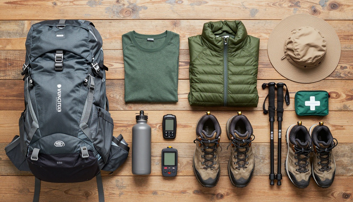 Flat-lay illustration of a complete exposed high-wind ridge setup kit