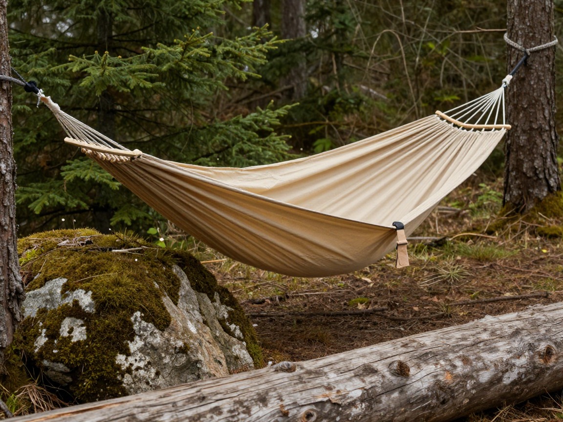 Illustration of a camping hammock with tree straps