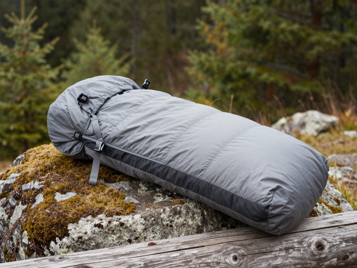 Illustration of a rolled backpacking sleeping bag