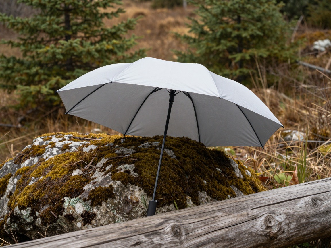 Illustration of a silver-backed hiking sun umbrella