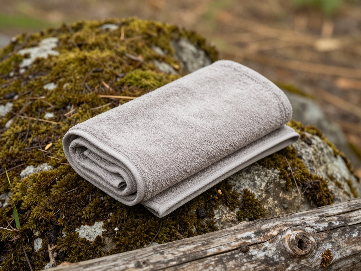 Illustration of a rolled microfiber quick-dry travel towel