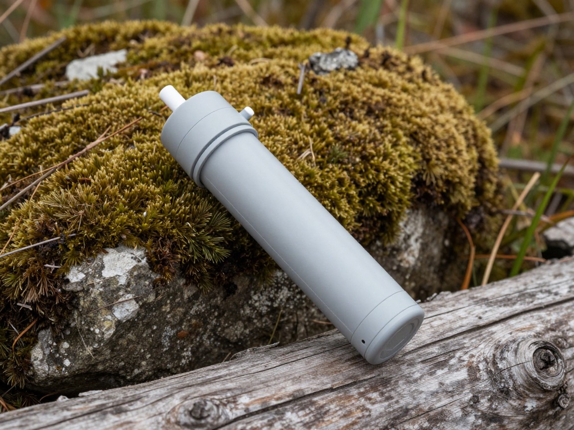Illustration of a squeeze-style backcountry water filter