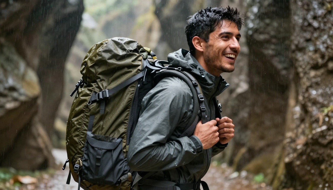 a backpack set up for travel & hiking hybrid packs, in use in its natural setting
