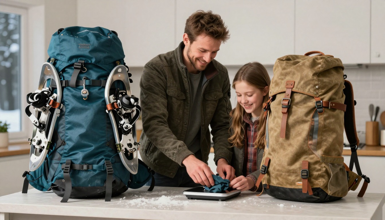 a backpack set up for winter & snow backpacks, in use in its natural setting