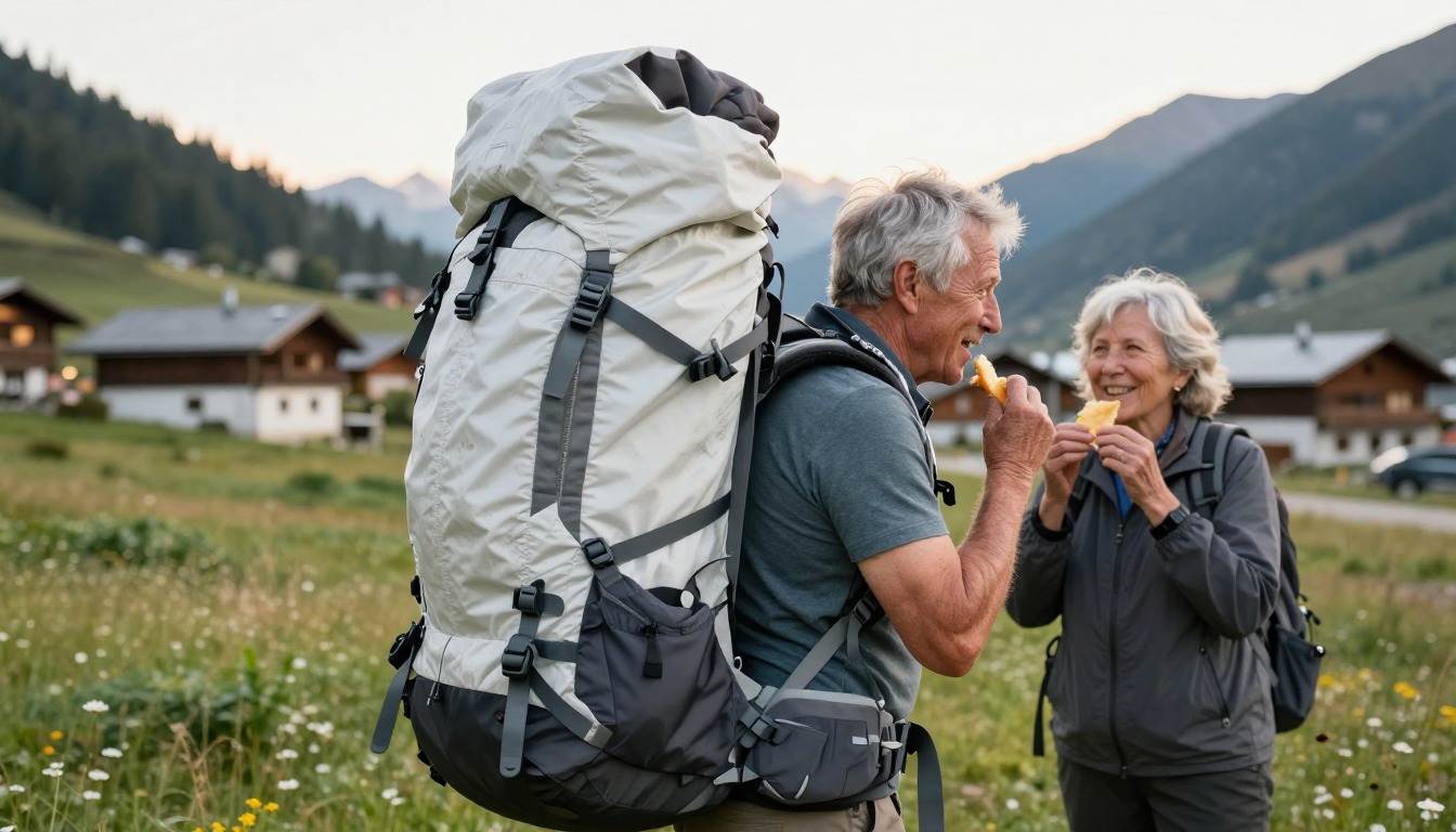 a hiking backpack in the 65L+ Expedition Packs size class, worn and loaded on the trail