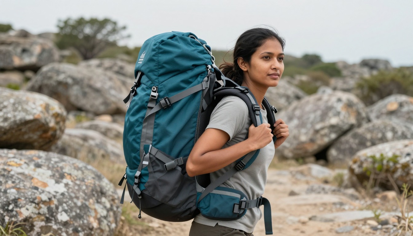 a row of hiking backpacks of increasing size resting against a rock, from daypack to expedition pack a row of hiking backpacks of increasing size resting against a rock, from daypack to expedition pack