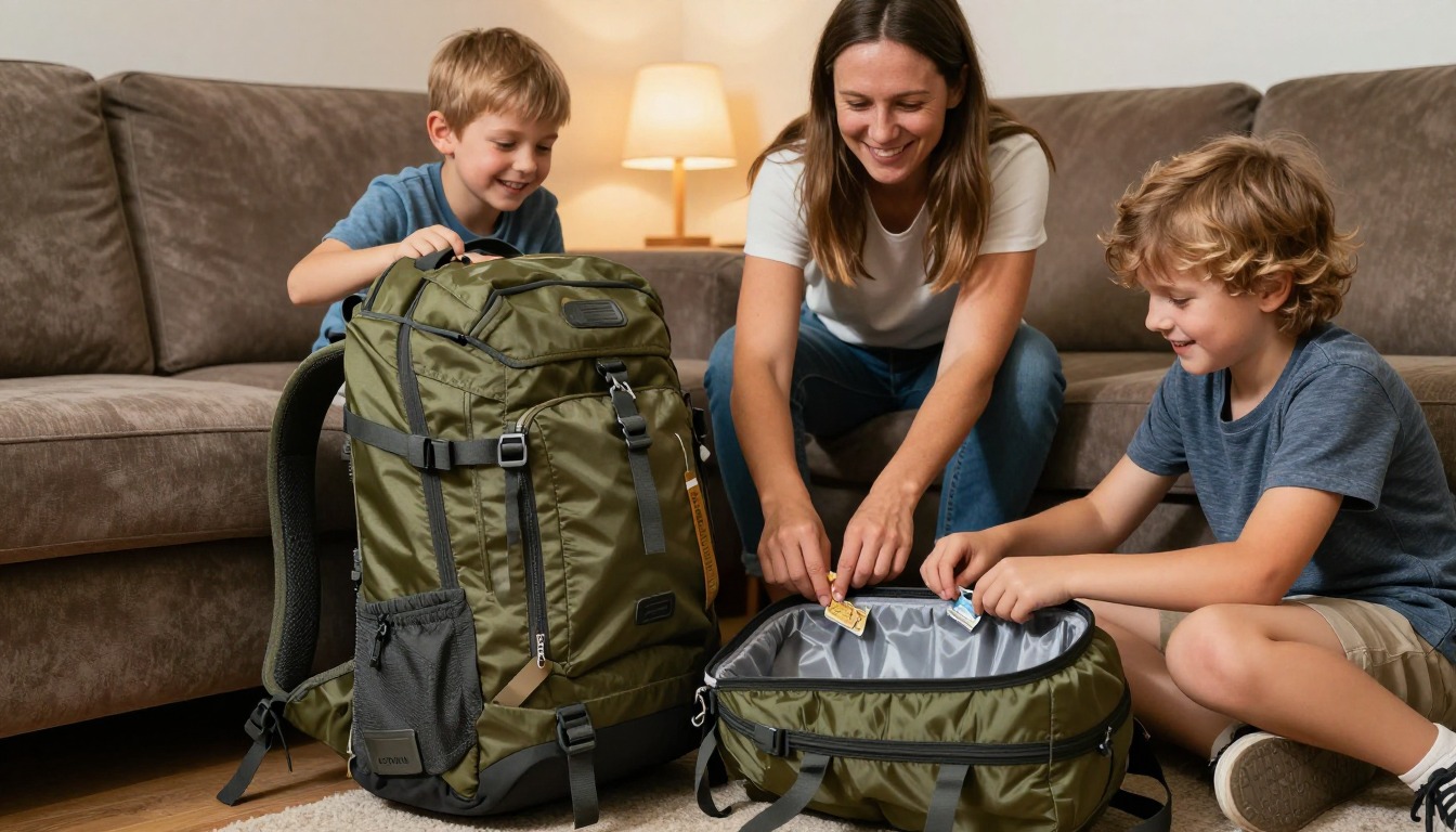 a kids' & youth hiking backpacks being worn and fitted, the load riding correctly on the hips