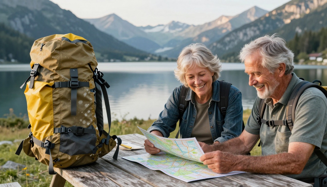a men's hiking backpacks being worn and fitted, the load riding correctly on the hips a men's hiking backpacks being worn and fitted, the load riding correctly on the hips