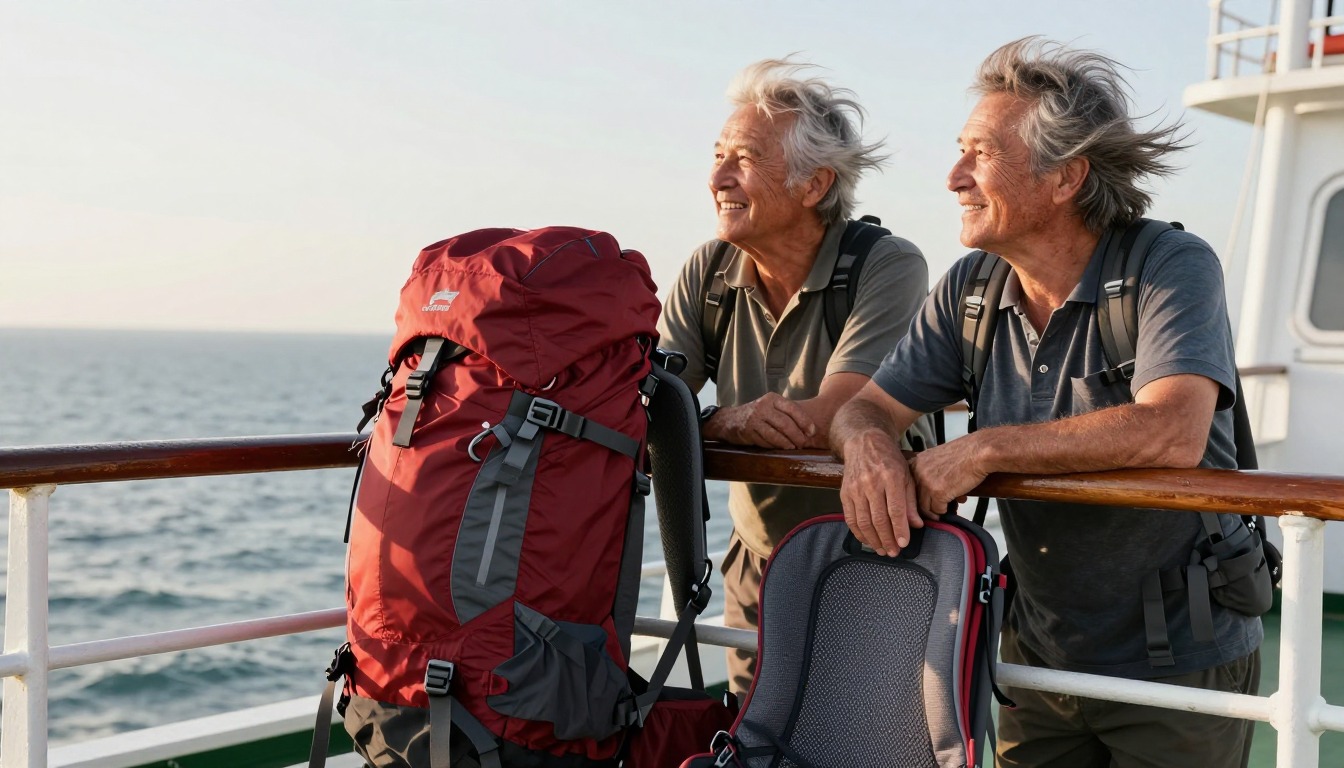 the trekking-pole & gear attachment of a hiking backpack shown step by step the trekking-pole & gear attachment of a hiking backpack shown step by step
