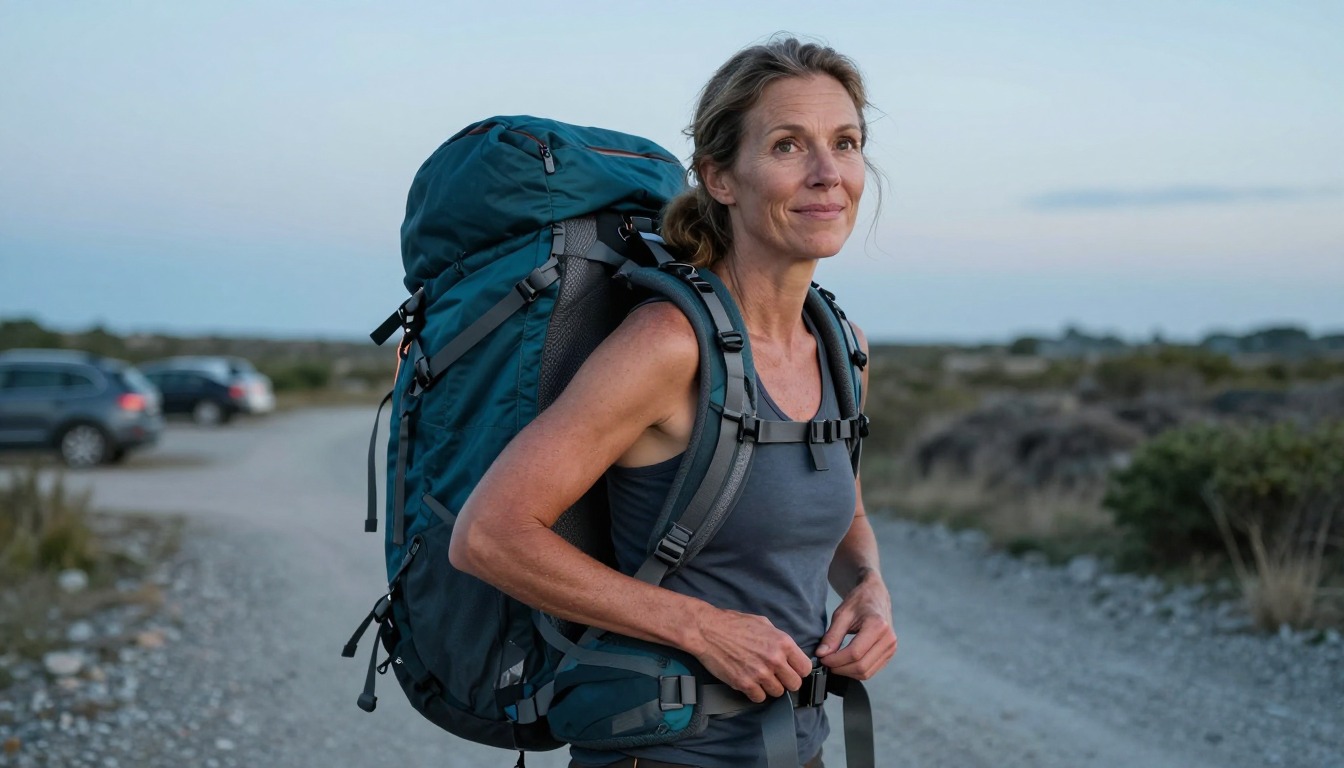 a step demonstrating: How do you break in a hiking backpack, hands and gear only, no face