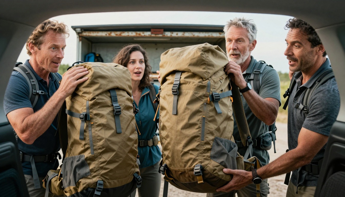 a step demonstrating: How to store backpacks long term, hands and gear only, no face