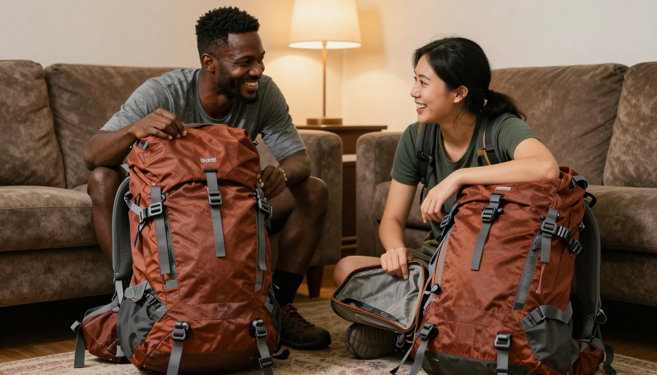a scene evoking international trek packs with an appropriately-sized pack a scene evoking international trek packs with an appropriately-sized pack