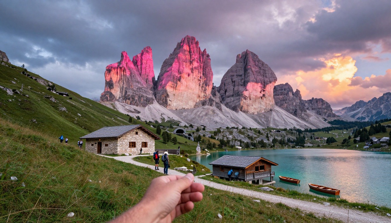 Illustration evoking Alta Via 1 — Dolomites
