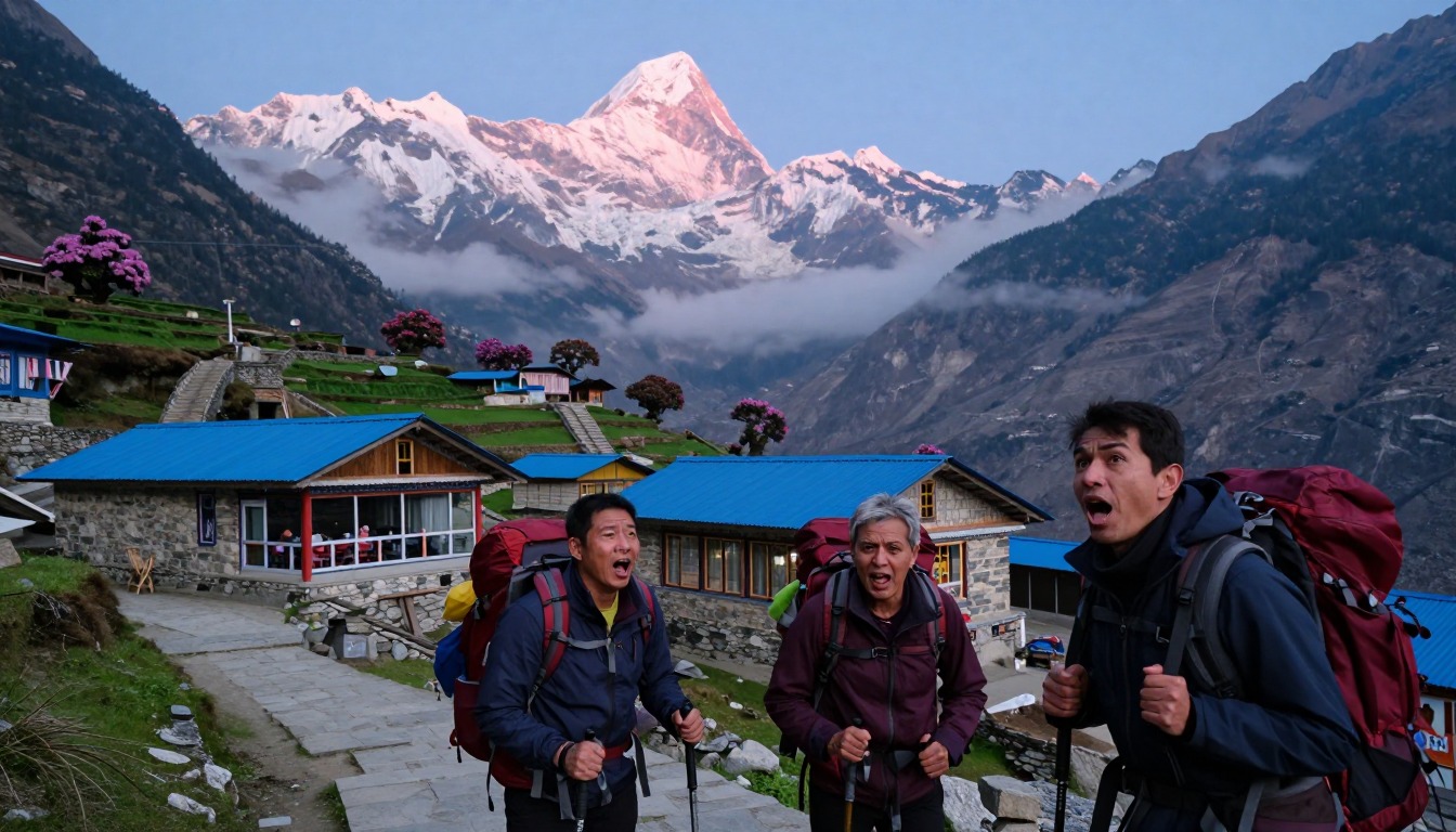 Illustration of a place to stay near Annapurna Base Camp — the Sanctuary