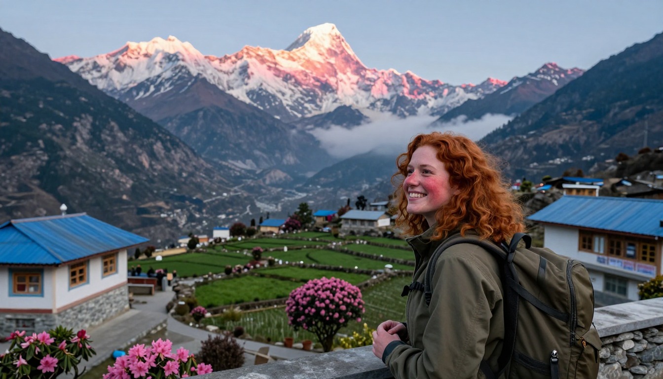 Illustration capturing a moment at Annapurna Base Camp — the Sanctuary