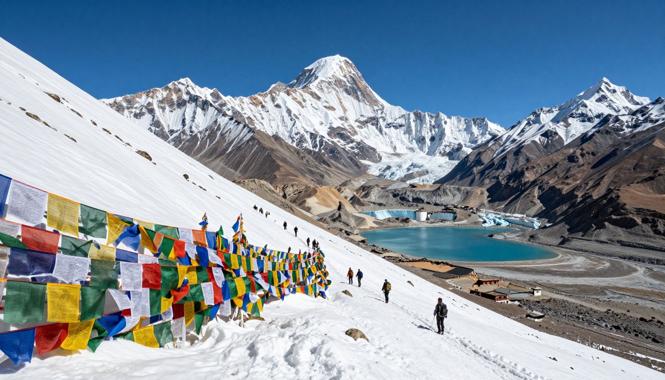 Illustration evoking Annapurna Circuit — Thorong La