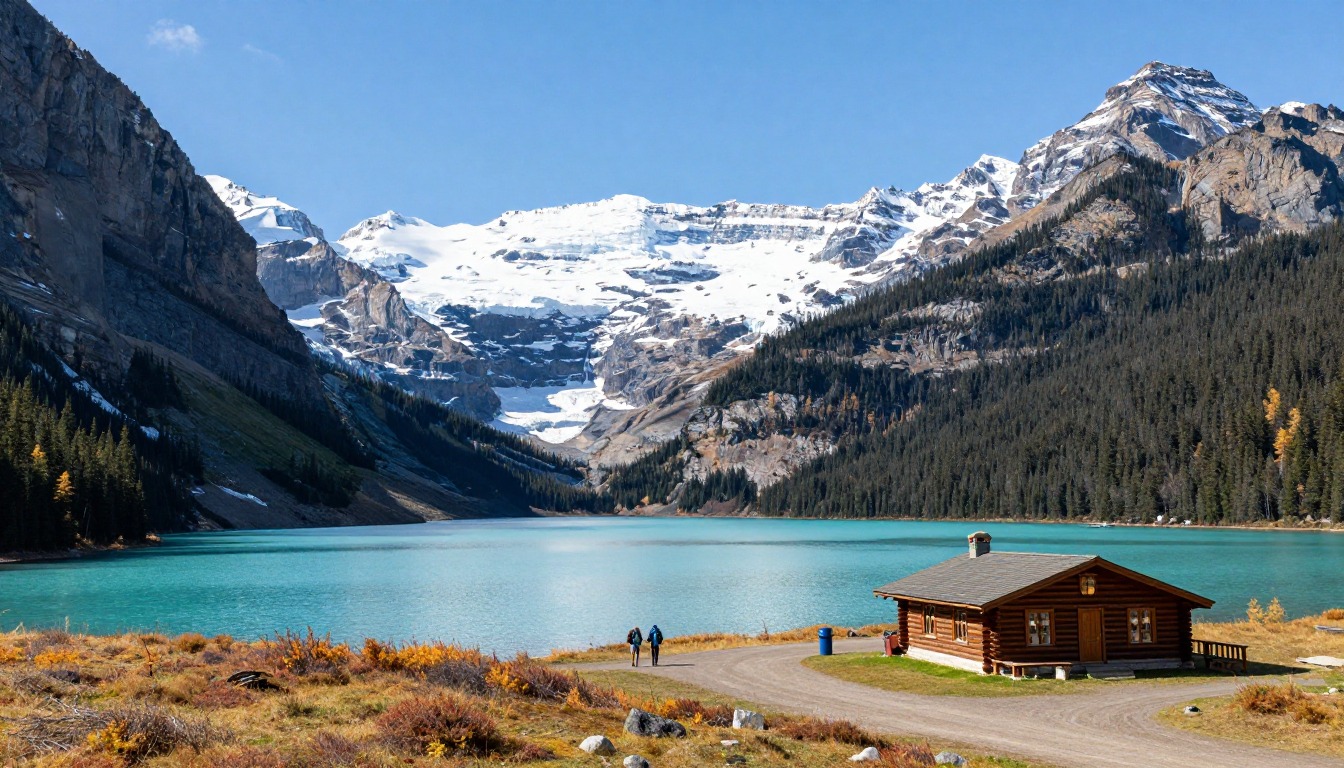 Illustration evoking Banff — Plain of Six Glaciers & Lake Louise