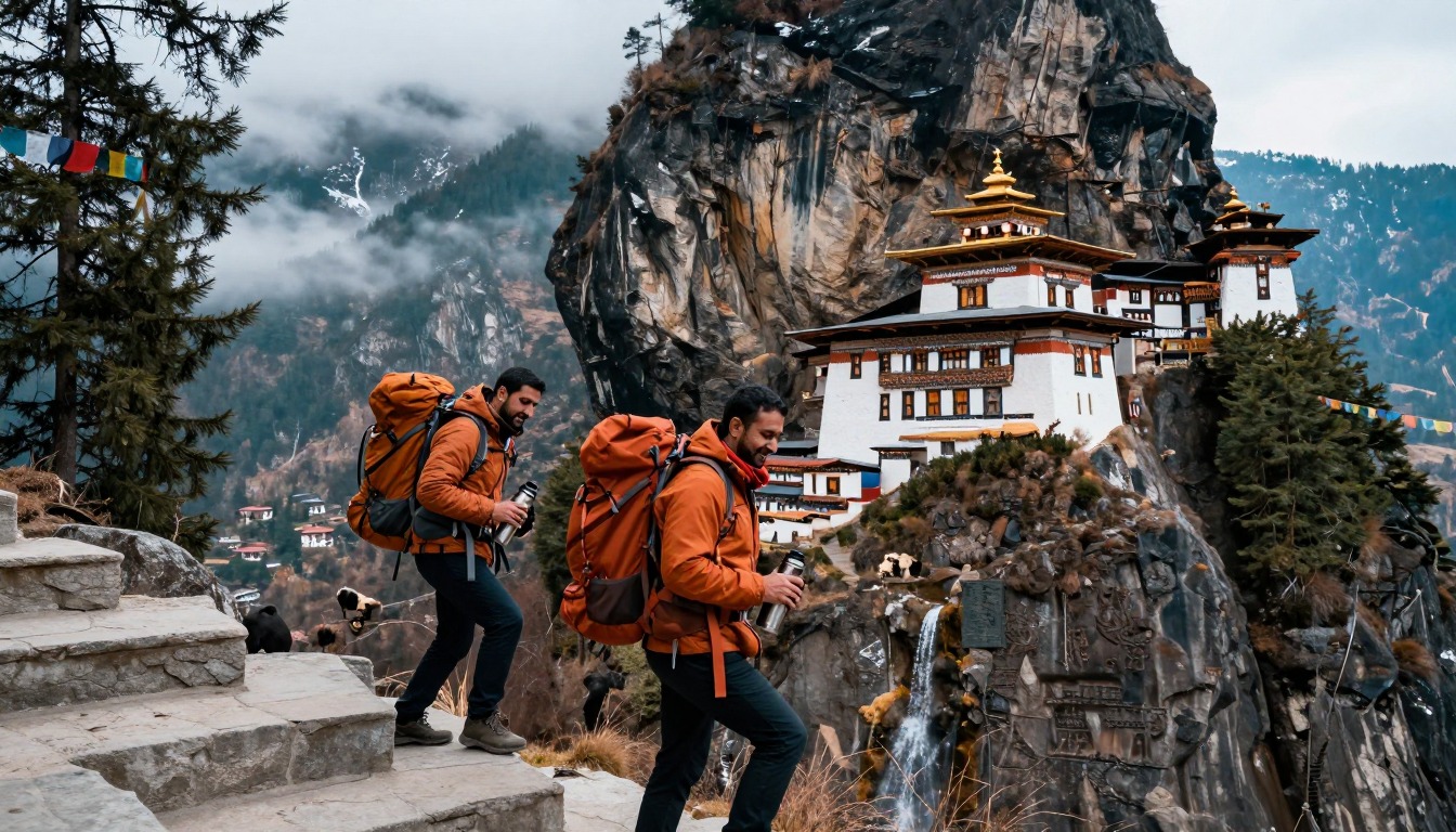 Illustration capturing a moment at Bhutan — Snowman Trek & Tiger’s Nest