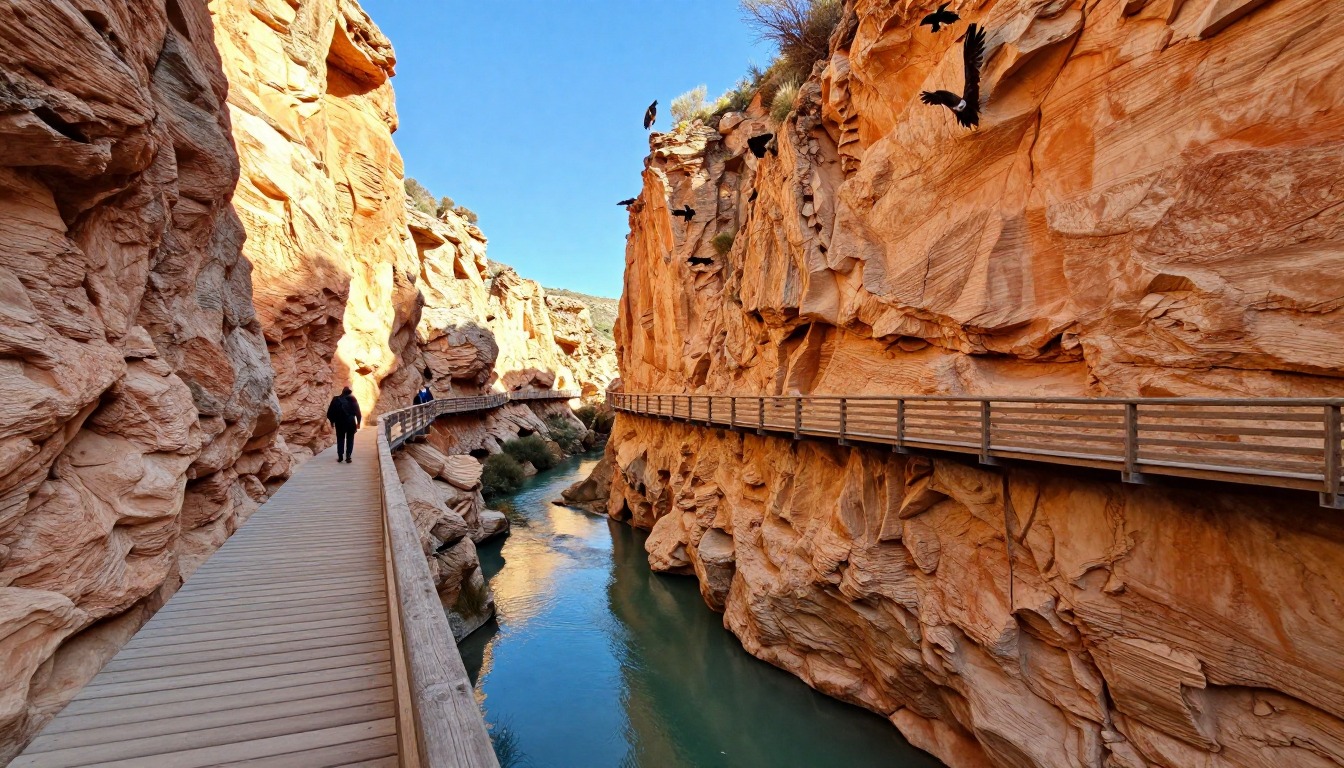 Illustration evoking Caminito del Rey — El Chorro