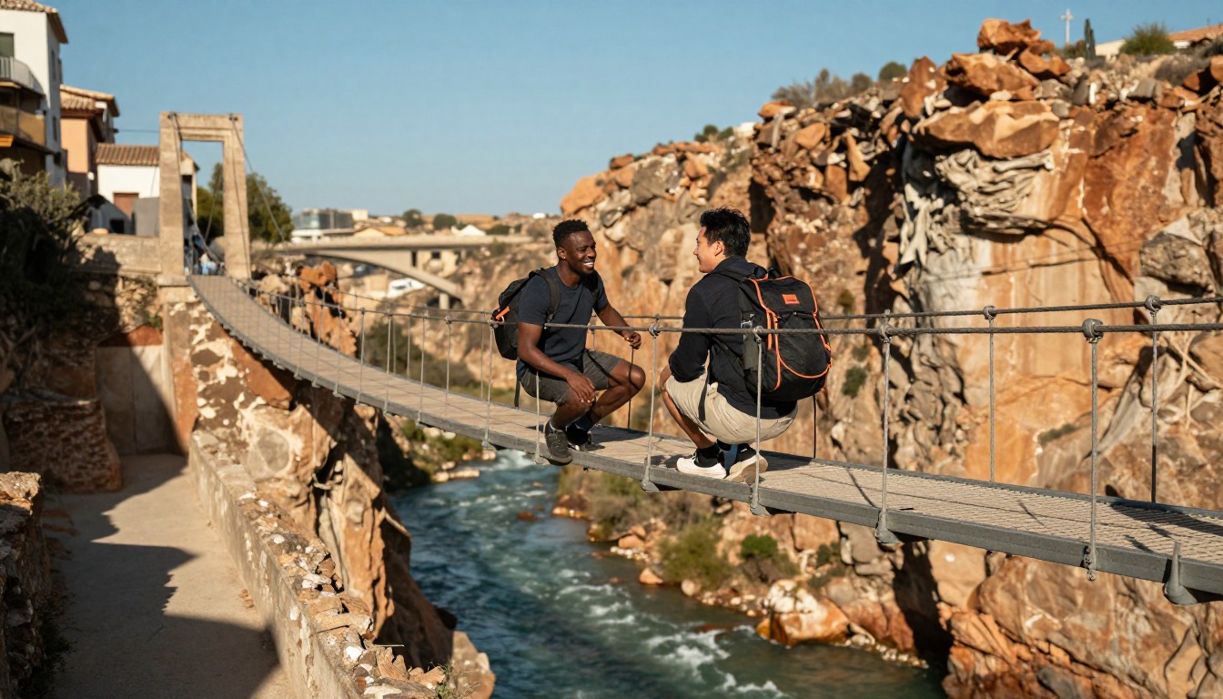 Illustration capturing a moment at Caminito del Rey — El Chorro