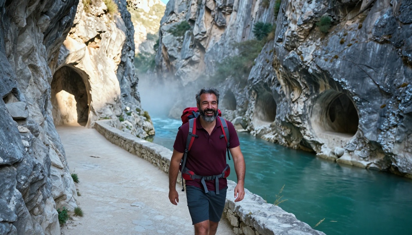 Illustration of the trail at Cares Gorge — Picos de Europa