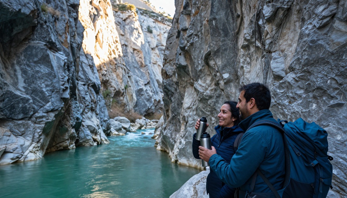 Illustration capturing a moment at Cares Gorge — Picos de Europa