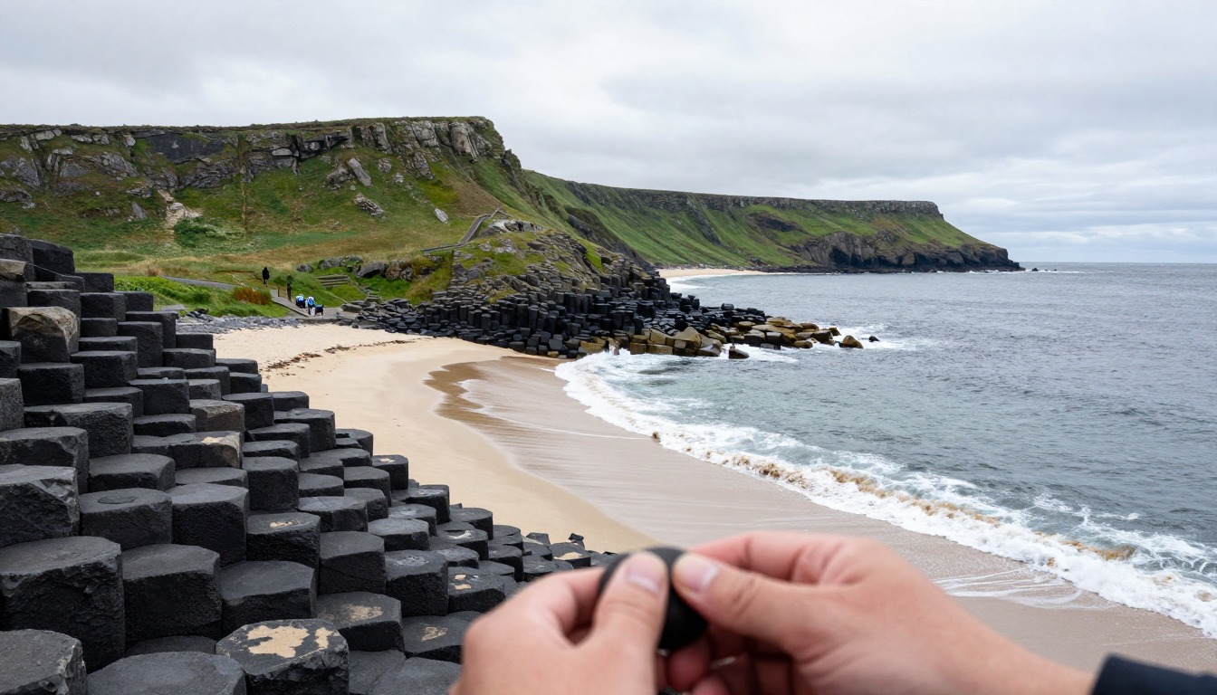 Illustration evoking Causeway Coast Way — Giant’s Causeway