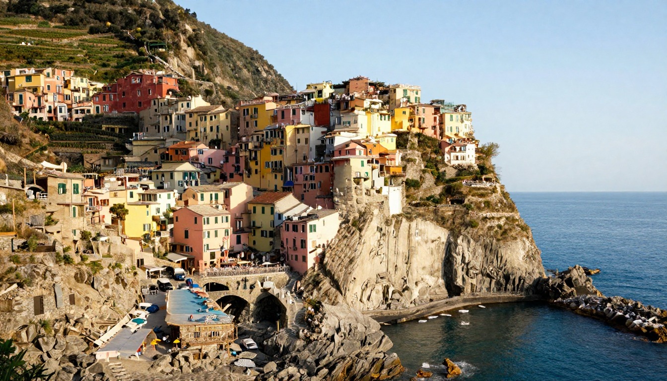 Illustration evoking Cinque Terre — Sentiero Azzurro
