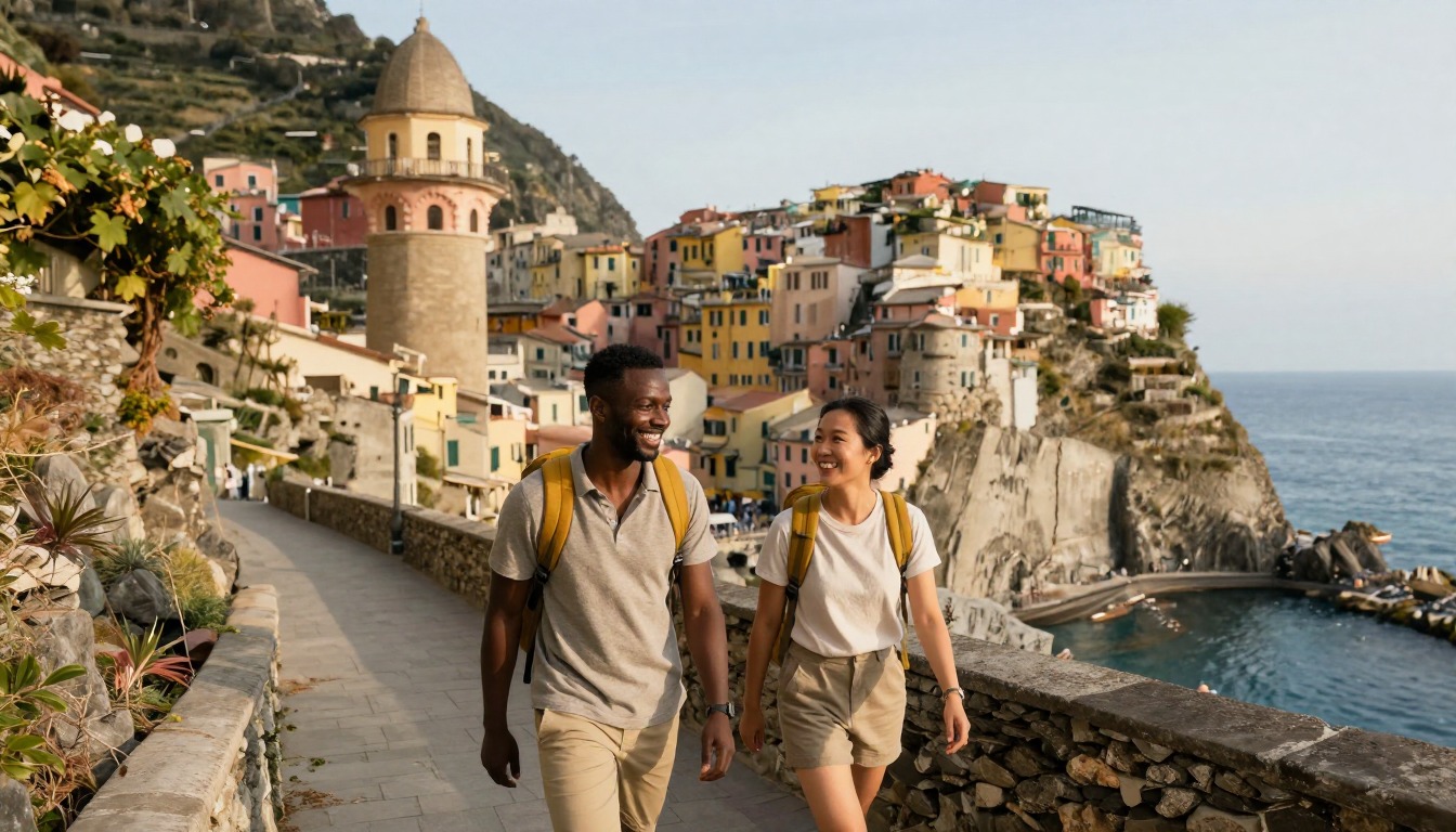Illustration of the trail at Cinque Terre — Sentiero Azzurro
