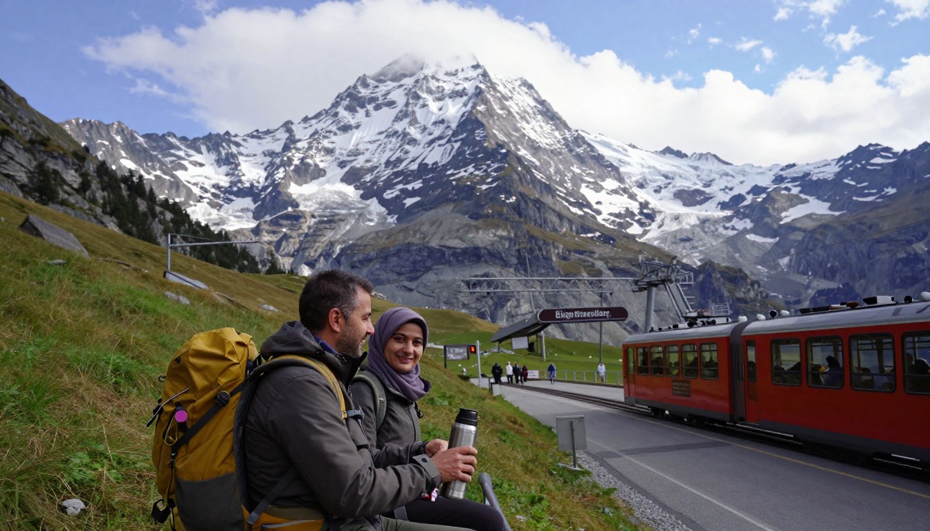 Illustration capturing a moment at Eiger Trail — Grindelwald