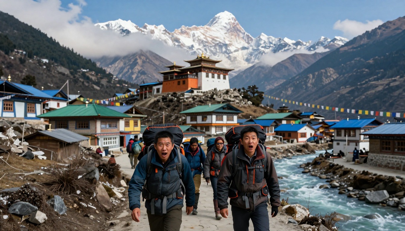 Illustration of the trail at Everest Base Camp — Namche & Tengboche
