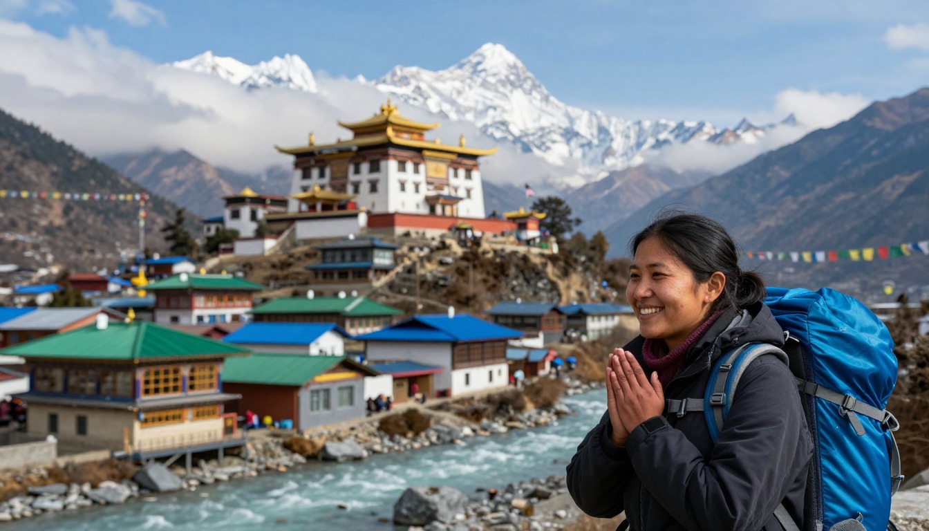 Illustration capturing a moment at Everest Base Camp — Namche & Tengboche