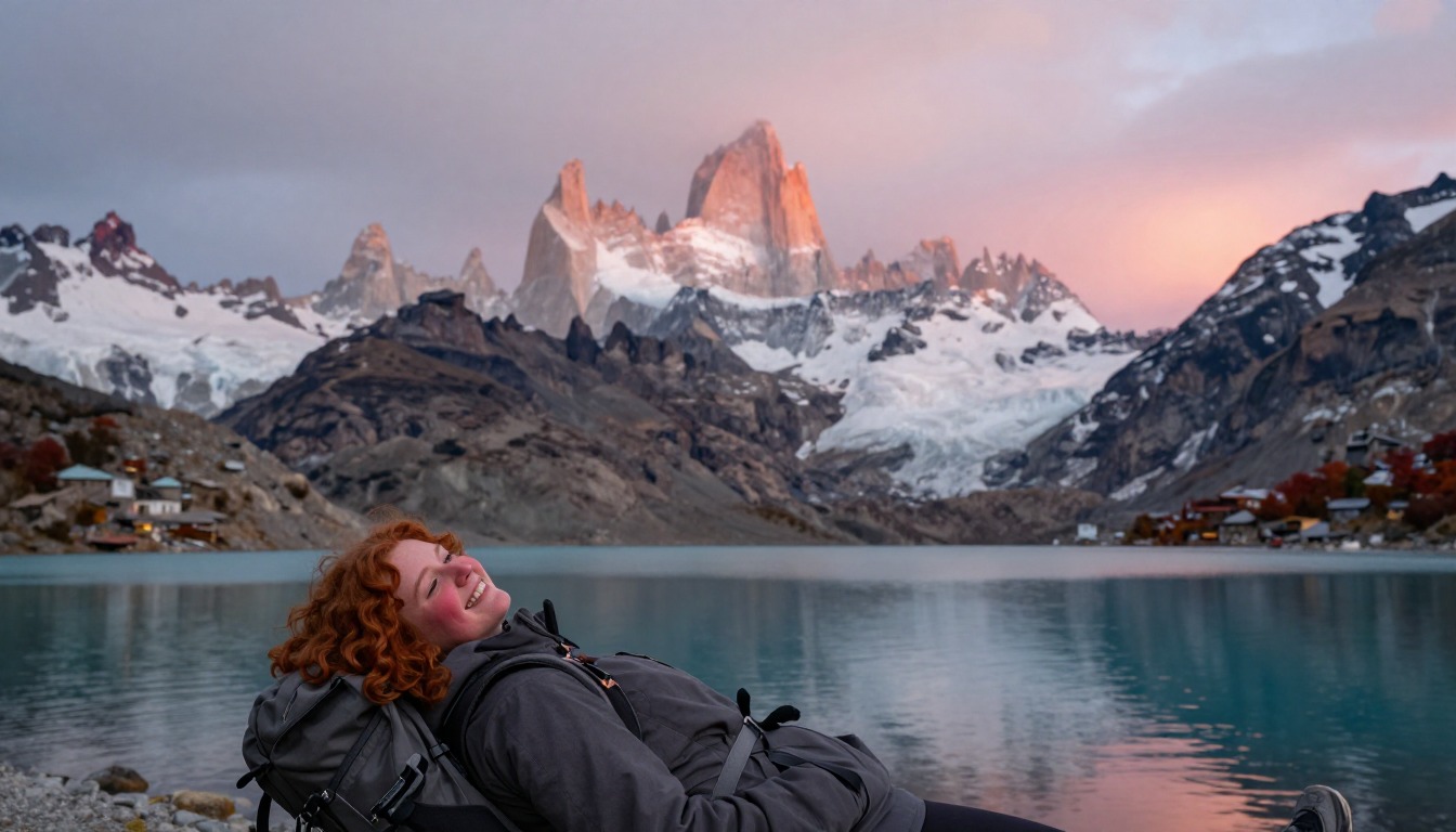 Illustration capturing a moment at Fitz Roy — Laguna de los Tres