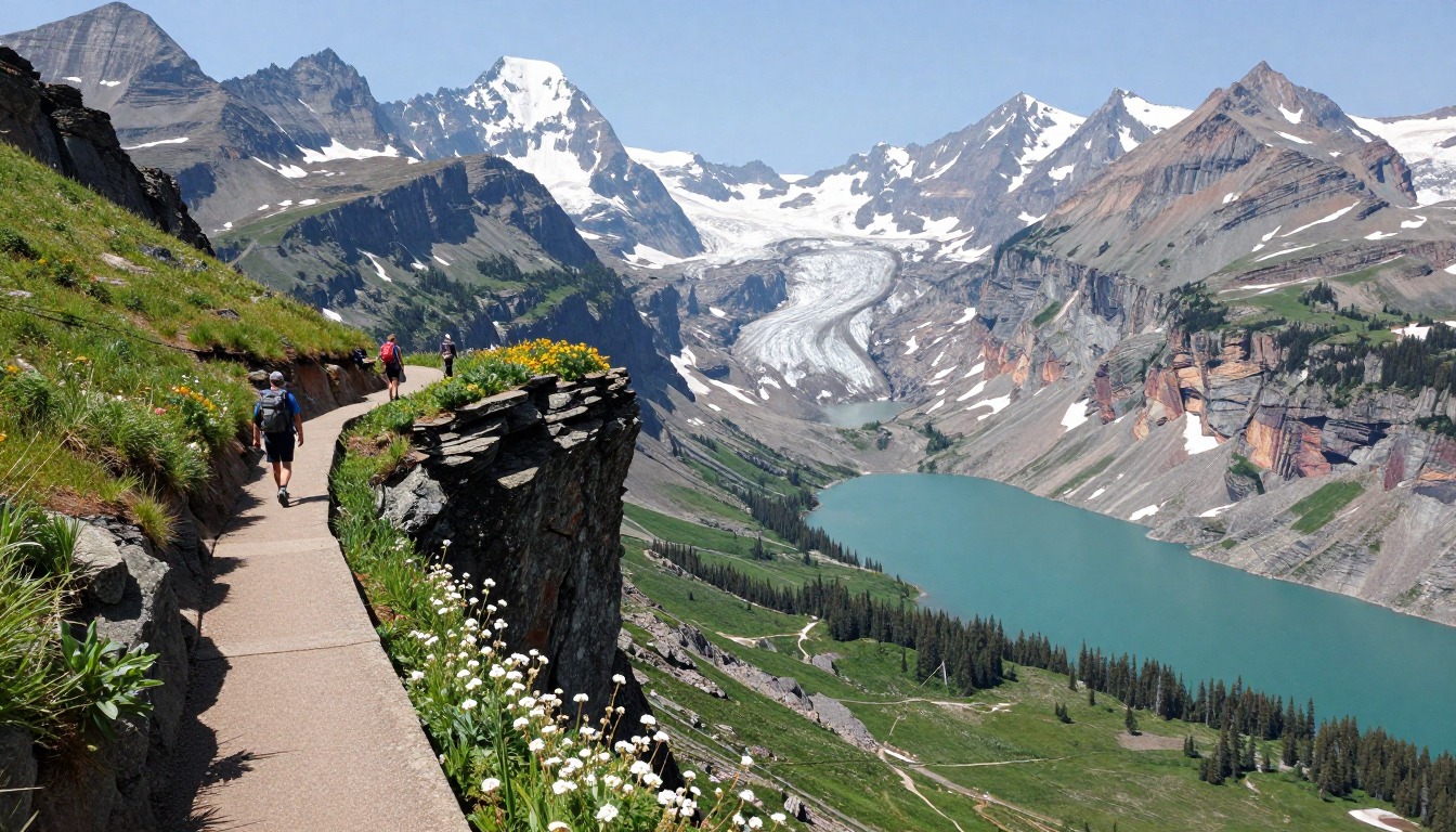 Illustration evoking Glacier — Highline Trail