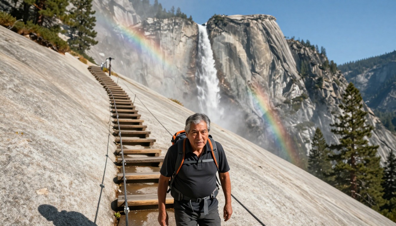 Illustration of the trail at Half Dome & Yosemite Valley