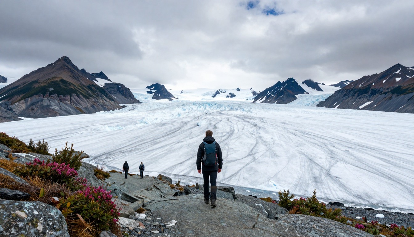 Illustration evoking Harding Icefield Trail