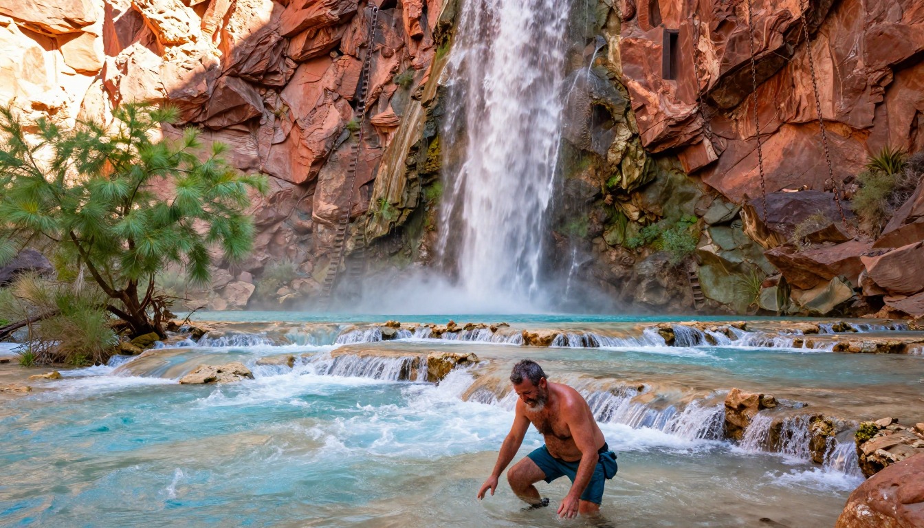 Illustration capturing a moment at Havasu Falls — Havasupai