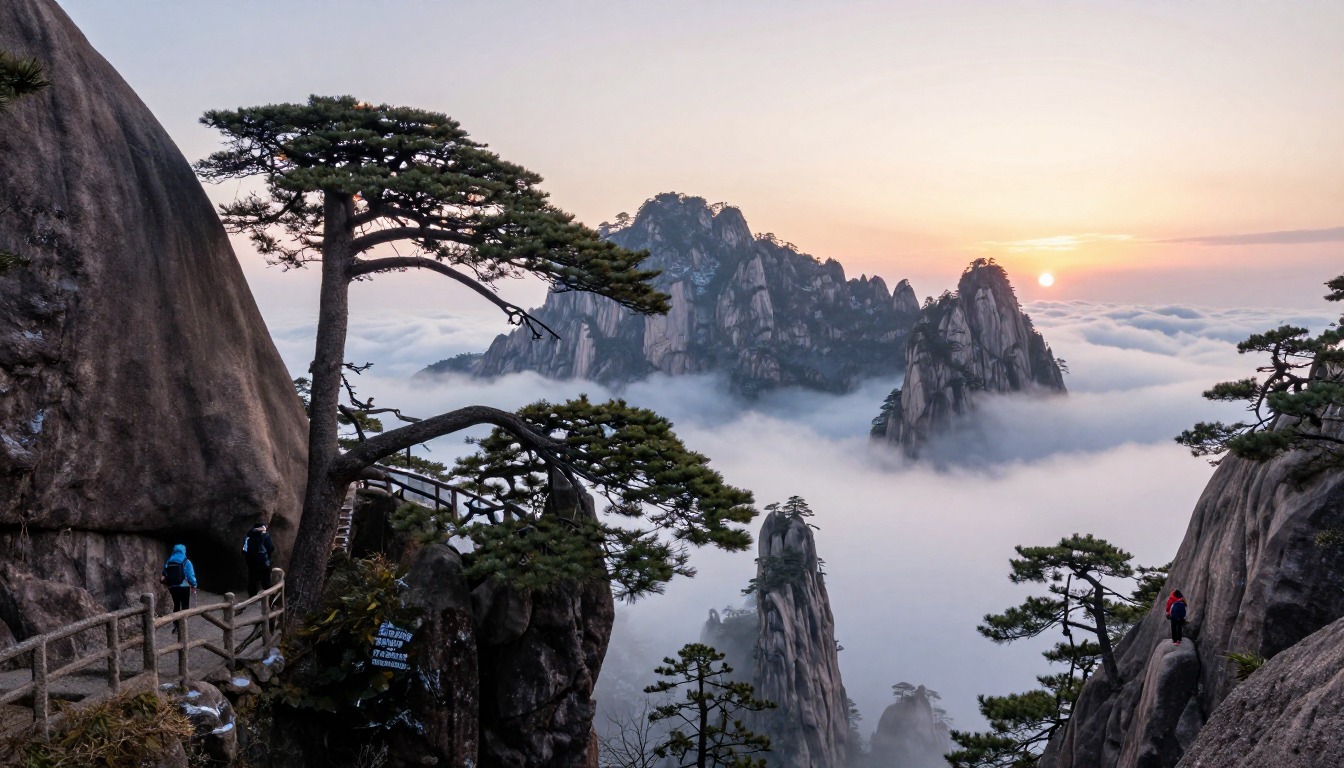 Illustration evoking Huangshan — Yellow Mountain
