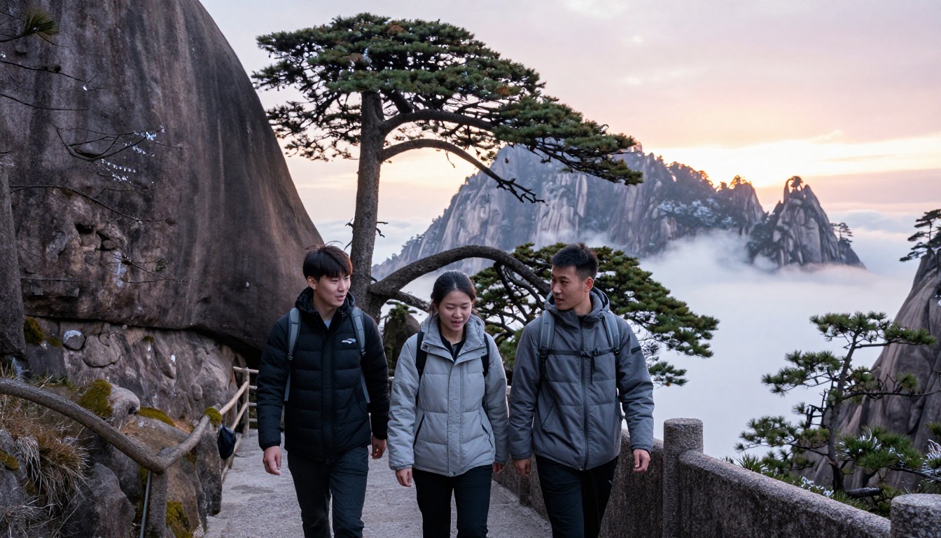 Illustration of the trail at Huangshan — Yellow Mountain