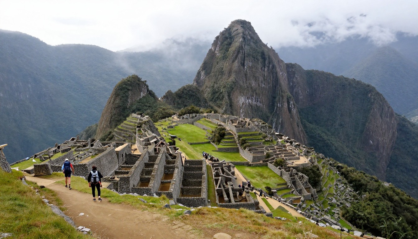 Illustration evoking Inca Trail to Machu Picchu