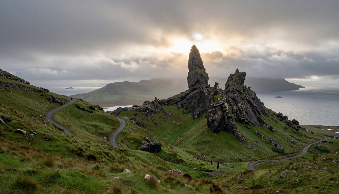 Illustration evoking Isle of Skye — Quiraing & Old Man of Storr