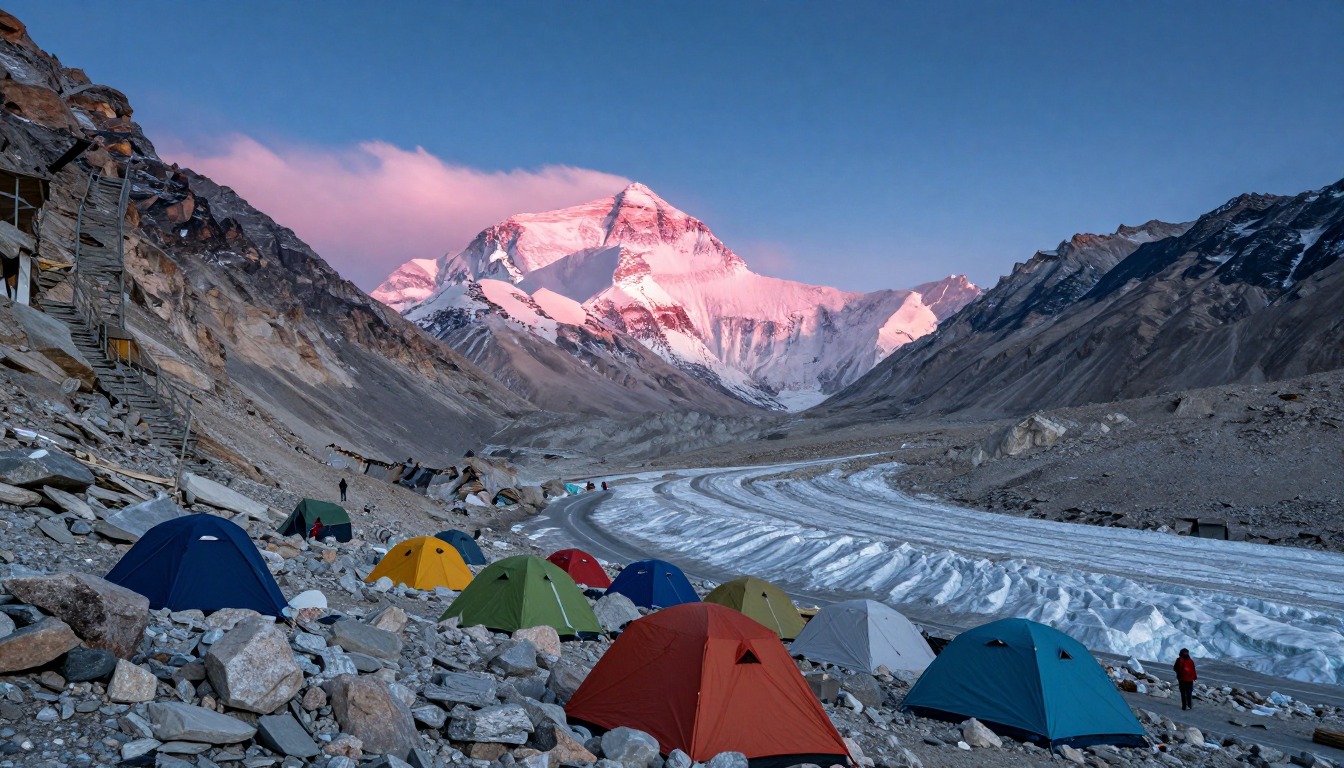 Illustration evoking K2 Base Camp — Concordia