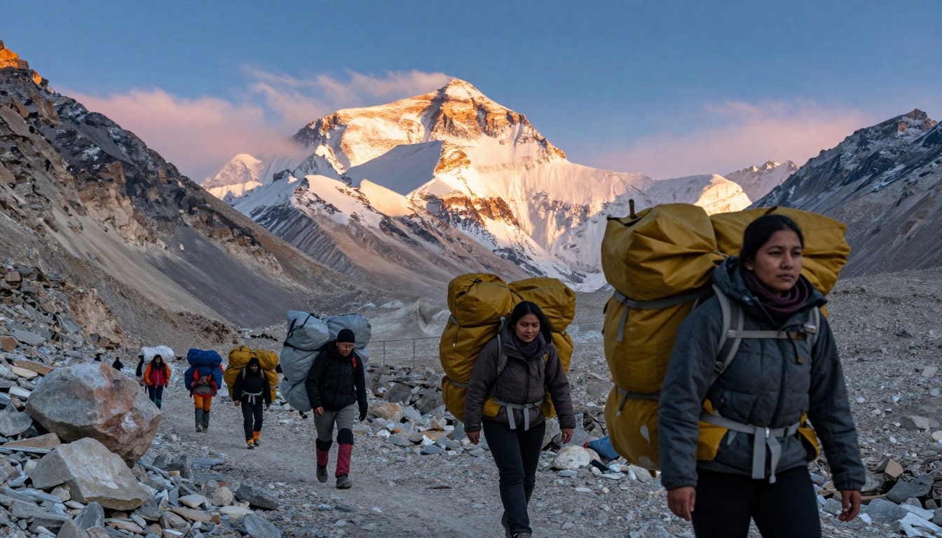 Illustration capturing a moment at K2 Base Camp — Concordia