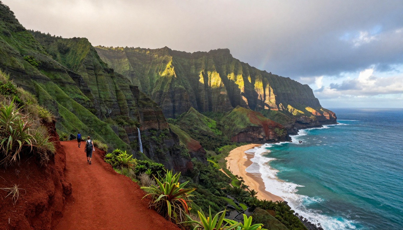 Illustration evoking Kalalau Trail — Nā Pali Coast