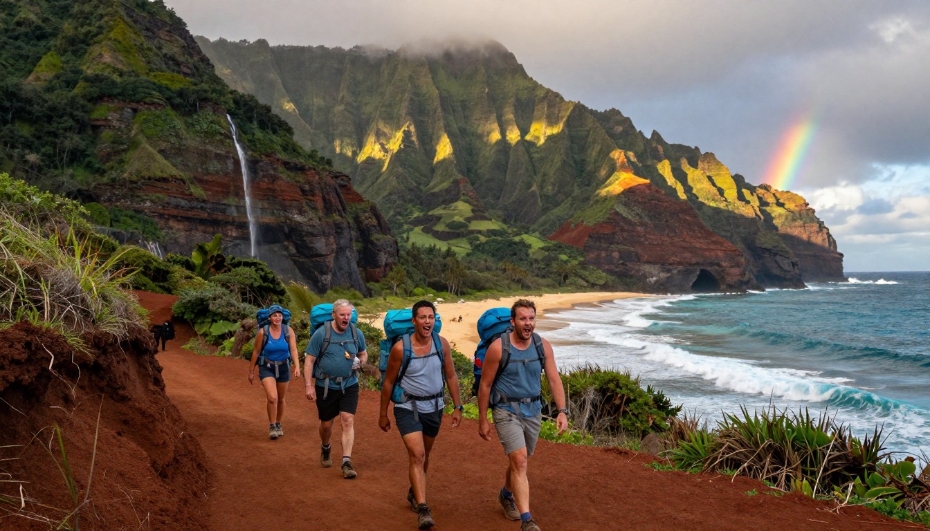 Illustration of the trail at Kalalau Trail — Nā Pali Coast